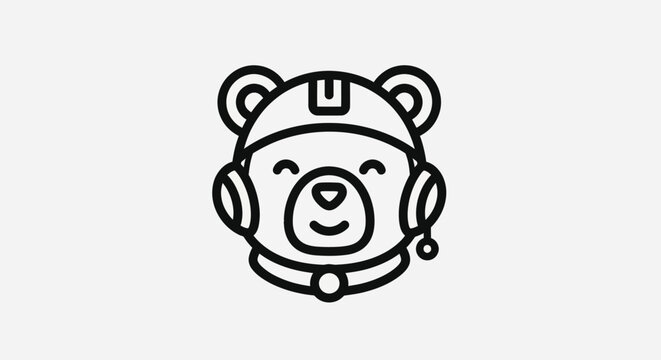 Cartoon bear astronaut icon