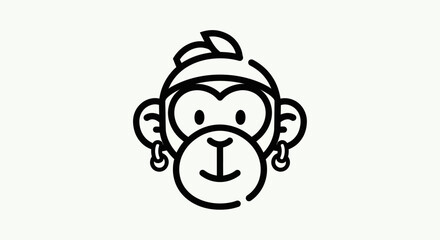 Cartoon monkey head illustration © Ever