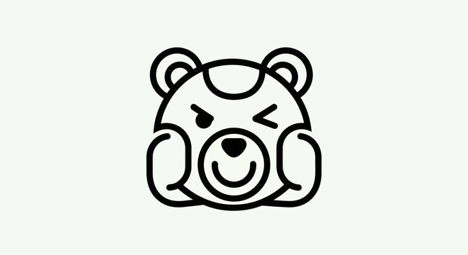 Cartoon bear character winking minimalist design