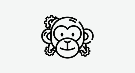Cartoon monkey head with gear elements © Ever