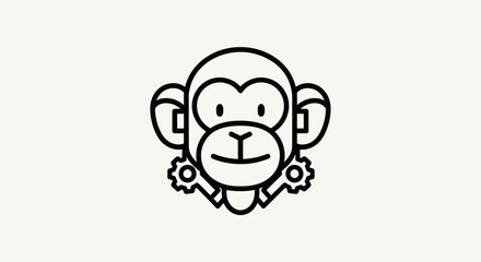 Cartoon monkey icon with gears © Ever