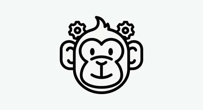 Cartoon monkey with gear embellishments