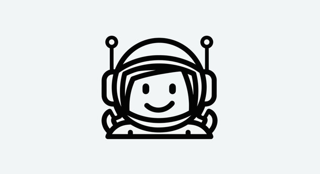 Astronaut illustration simple black and white
