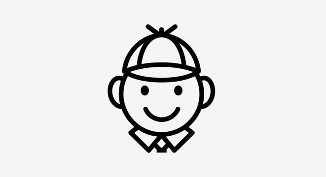 Cartoon boy with hat and smile