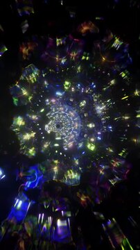 Golden particle mandala with radiant depth and organic symmetry, abstract sacred geometry vertical reel crafted for uplifting meditation and immersive energy flow
