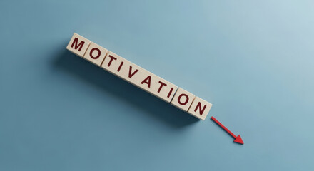 Obraz premium Downward Trend Motivation Blocks Arrow Direction Declining Attitude Decrease Motivation Concept Symbol Downward Move Success Business Career Achievement Goal