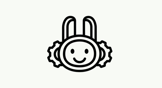 Cartoon rabbit gear icon