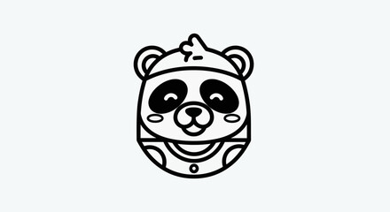 Cartoon panda head graphic illustration © Ever