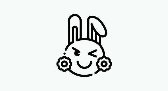 Cartoon rabbit icon on white background