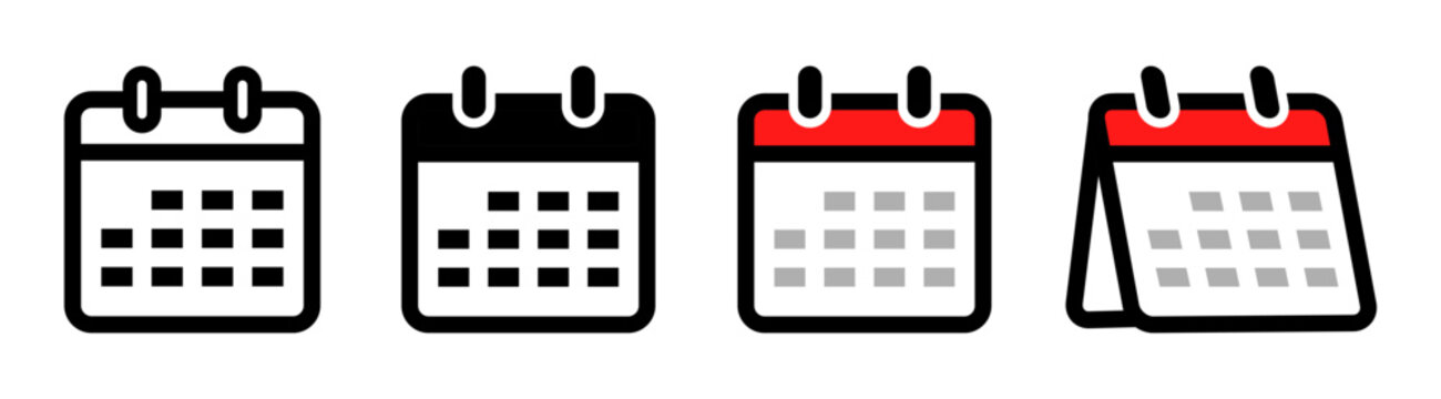 Calendar icon Set, Modern Variations of Calendar Symbols For Business Planning or web and App ui, Vector illustration	
