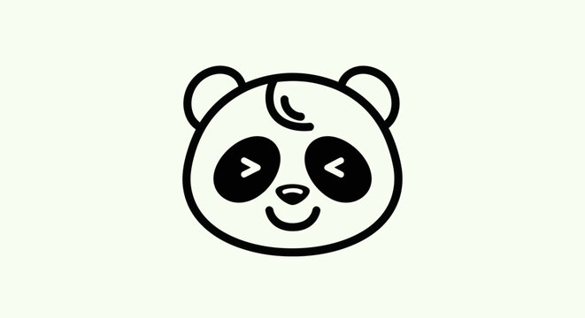 Cartoon panda head smiling icon