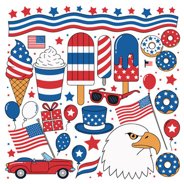 Usa independence day elements celebrating patriotism