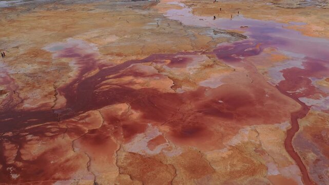 Colorful geothermal mineral landscape in Dallol, Danakil Depression, Ethiopia