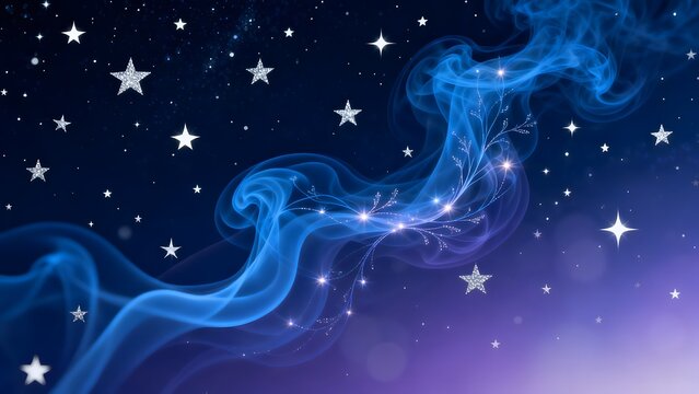 Blue swirling smoke with stars
