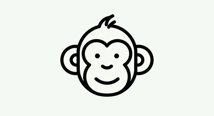 Cartoon monkey face icon illustration © Soge