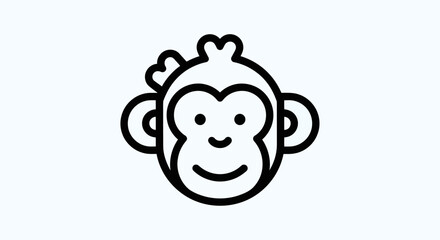 Cartoon monkey face icon illustration © Soge