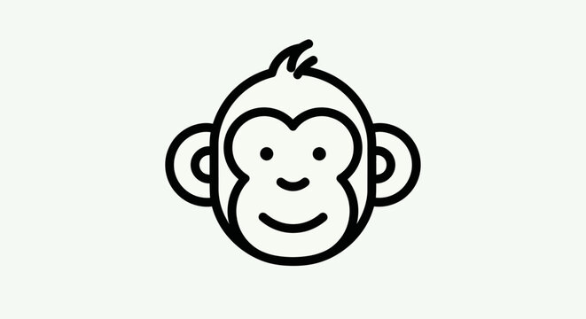 Cartoon monkey face icon illustration