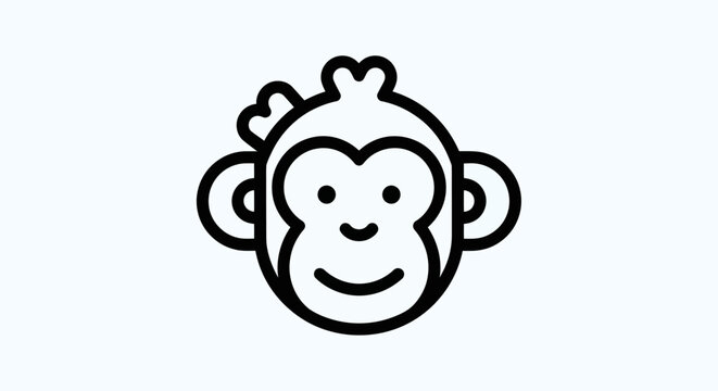 Cartoon monkey face icon illustration