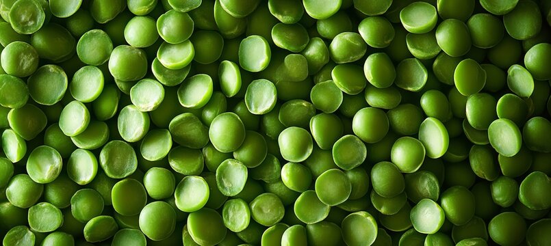 Close Up of Textured Pile of Green Dried Peas, Natural Organic Vegetable Grain for Cooking Use