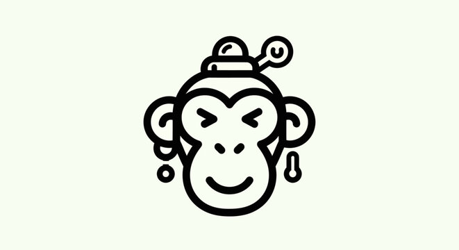 Cartoon monkey face icon on white background