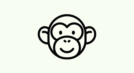 Cartoon monkey face outline illustration © Soge
