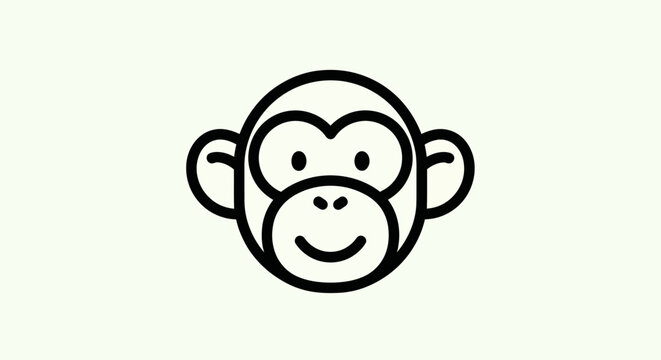 Cartoon monkey face outline illustration