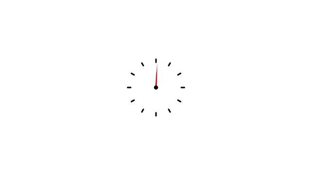 Minimalist clock face icon with second hand on white background