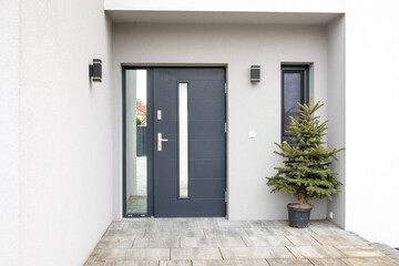 Fototapeta premium Facade of a modern building with modern doors 