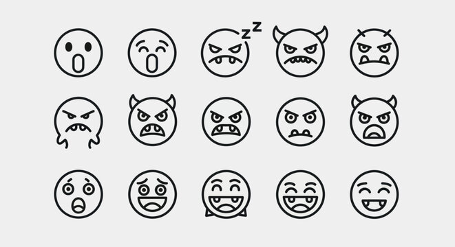 Emoticon set diverse facial expressions