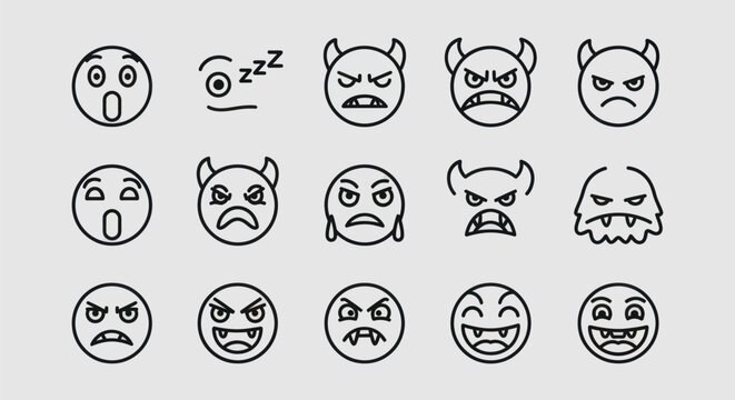 Emoticon set diverse facial expressions