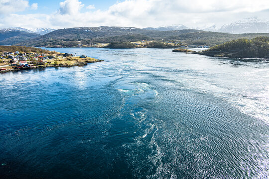 Saltstraumen is a small strait with one of the strongest tidal currents in the world, located in Bodo Municipality in Nordland county, Norway
