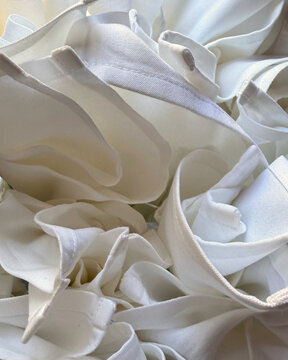 Clean white folded cloth napkins