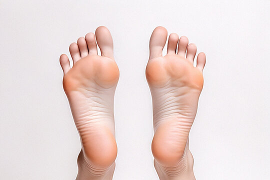 Clean Bare Feet Soles on White Background