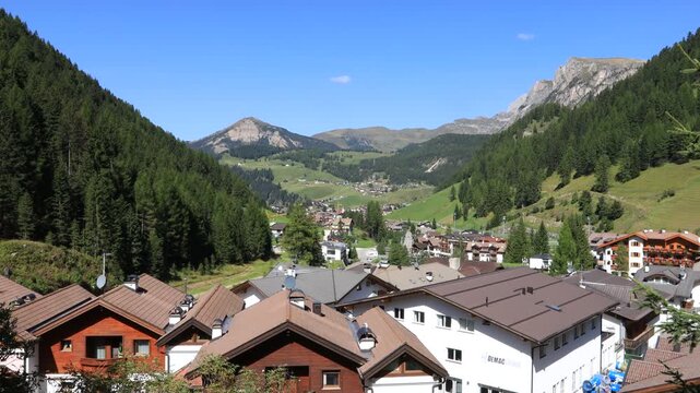 Selva di Val Gardena Alpine Village in the Dolomites in Selva di Val Gardena, Italy