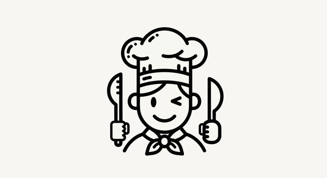 Chef cartoon illustration with utensils