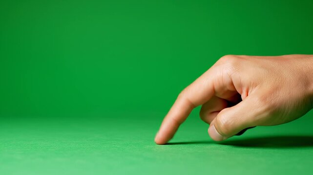 Hand pointing something on green screen background