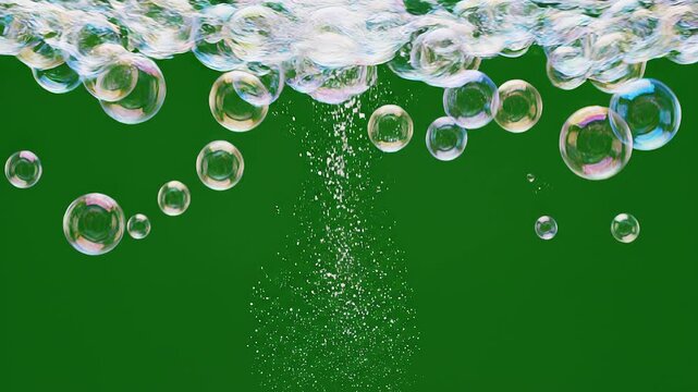 Bubbles on green screen background