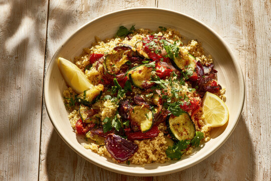 Healthy Bowl With Mixed Ingredients And Garnish