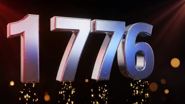 Celebrate the 4th of July with the Iconic Year 1776 in a Festive 3D Render with Sparkles and Lights