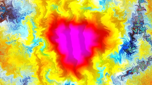 Fluid art meets fractal design with multi-colored neon paints and gasoline ripples creating a trippy surreal background.