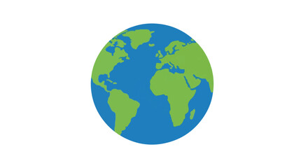 Naklejka premium World map illustration with continents in bright green and blue on white background