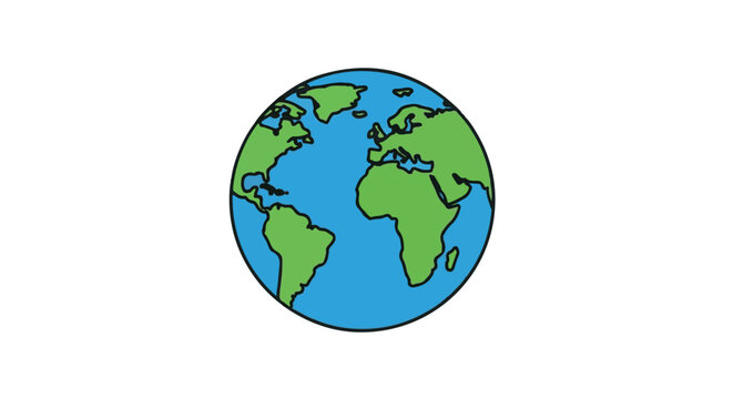 South America continent map outline on blue ocean background with green landmass vector illustration