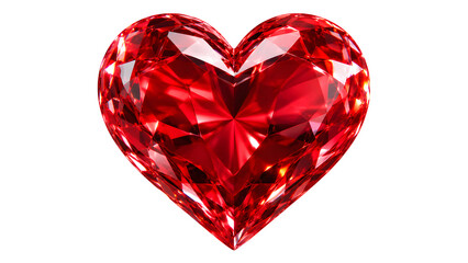 Sparkling red ruby heart gemstone, faceted crimson diamond jewel on white background, luxury...