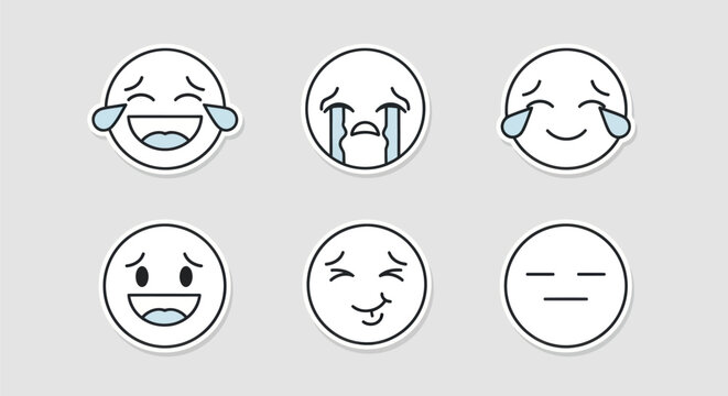Emoji icons diverse emotional expressions