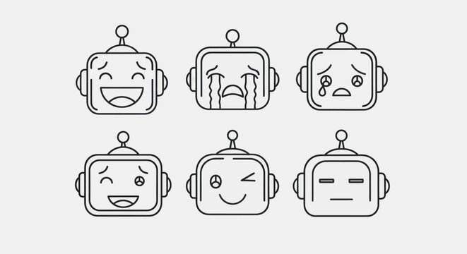 Robot emotions set happy sad neutral expressions