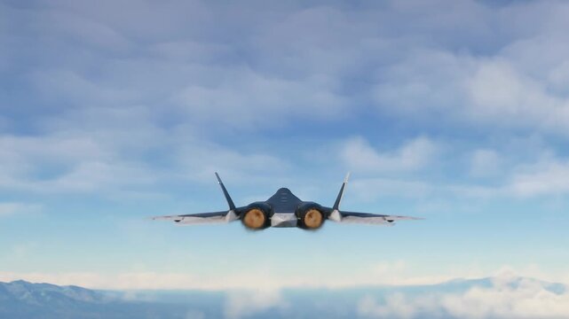 Advanced Fighter Jet Soaring Through Cloudy Skies.