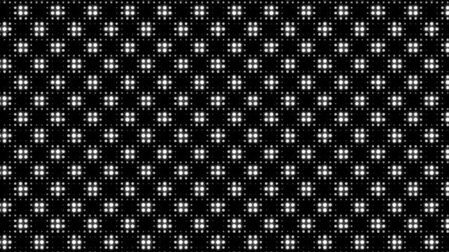 Seamless Looping Halftone Interference Pattern Animation: Two Diagonal Sine Waves Moir&eacute; Ripple Effect, White Dots on Black Background, Abstract Motion Graphic for Tech, Music, and Digital Art