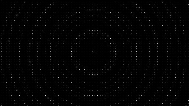 Pulsar Neutron Star Electromagnetic Pulse Animation: Halftone Dot Grid Ripple Effect, Deep Space Black Background, Sci-Fi Physics Visualization Loop