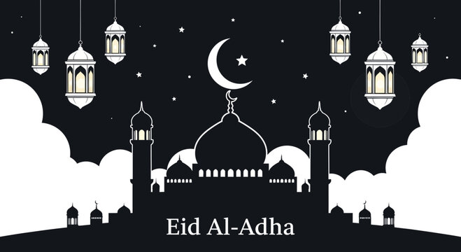 Eid AlAdha Mosque Crescent Moon.