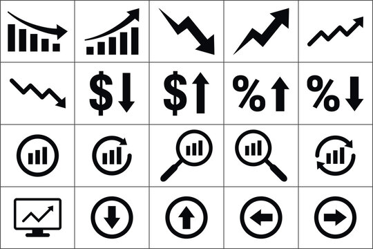 Business Finance Arrow Icon Set Collection Vector Illustration
